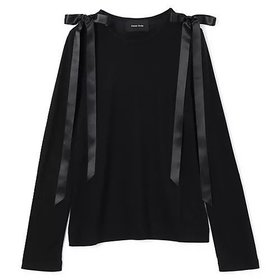 【シモーン ロシャ/SIMONE ROCHA】のBOW RIBBON TAIL LONG SLEEVE T-SHIRT 人気、トレンドファッション・服の通販 founy(ファニー) ファッション Fashion レディースファッション Fashion for Women トップス・カットソー Cut & Sew Tops シャツ・ブラウス・オフィスカジュアル Elegant Blouses & Button-Ups ロングTシャツ・Tシャツ Longline T-Shirts & Tees 2025年 2025 2025-2026秋冬・A/W Autumn/Winter 2025–26 AW25–26 サテン Satin, Glossy Fabric スリーブ Sleeve, Long Sleeve / Short Sleeve ラウンド Round, Round Neck リボン Ribbon, Bow ロング Long, Long-Length 洗える Machine Washable |ID:prp329100004598386