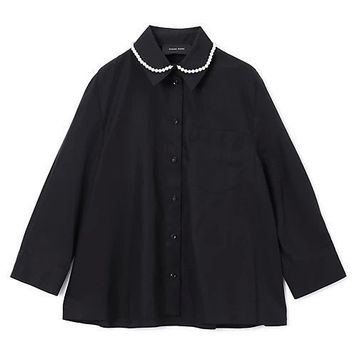【シモーン ロシャ/SIMONE ROCHA】のCROPPED MASCULINE SHIRT W/ EMB インテリア・キッズ・メンズ・レディースファッション・服の通販 founy(ファニー) 　ファッション　Fashion　レディースファッション　Ladies' Fashion Online　トップス・カットソー　Tops/Tshirt　シャツ/ブラウス　Shirts/Blouses　2025年　2025　2025-2026秋冬・A/W　Aw/Autumn/Winter/Fw/Fall/2025-2026　クロップド　Cropped　スタイリッシュ　Stylish　ドレス　Dress　バランス　Balance　パール　Pearl　洗える　Washable　BLACK/PEARL|ID: prp329100004598387 ipo3291000000032685132