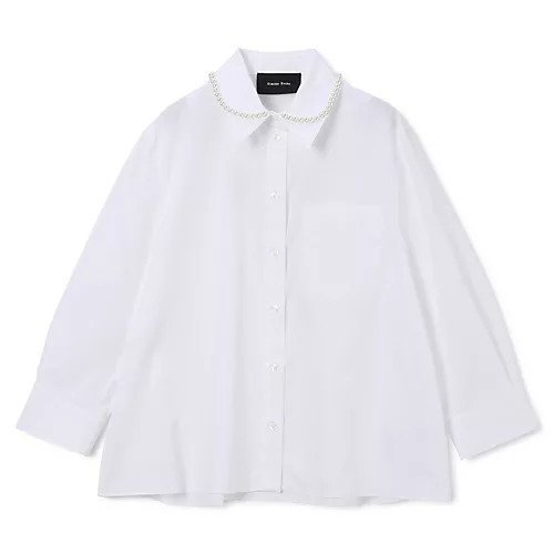 【シモーン ロシャ/SIMONE ROCHA】のCROPPED MASCULINE SHIRT W/ EMB インテリア・キッズ・メンズ・レディースファッション・服の通販 founy(ファニー) 　ファッション　Fashion　レディースファッション　Fashion for Women　トップス・カットソー　Cut & Sew Tops　シャツ・ブラウス・オフィスカジュアル　Elegant Blouses & Button-Ups　2025年　2025　2025-2026秋冬・A/W　Autumn/Winter 2025–26 AW25–26　クロップド　Cropped, Short Length　スタイリッシュ　Stylish, Fashionable　ドレス　Dress, One-Piece　バランス　Balance, Style Balance　パール　Pearl, Pearl Accent　洗える　Machine Washable　WHITE/PEARL|ID: prp329100004598387 ipo3291000000034365360