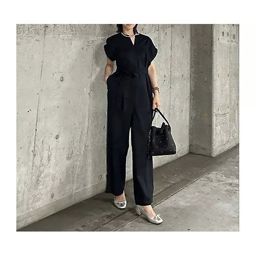 【イーバイエクラ/E by eclat】の【選べる着丈】キーネック4WAYオールインワン 人気、トレンドファッション・服の通販 founy(ファニー) 　ファッション　Fashion　レディースファッション　Fashion for Women　ワンピース　Dresses　オールインワン・ワンピース　Dresses and Jumpsuits　おすすめ　Recommended / Our Picks　ツイル　Twist, Twisted Detail　テーパード　Tapered, Tapered Pants　フィット　Fit, Slim Fit　リボン　Ribbon, Bow　ロールアップ　Roll-Up, Cuffed Hem　ワイド　Wide, Wide Fit　洗える　Machine Washable　other-2|ID: prp329100004598402 ipo3291000000034980634