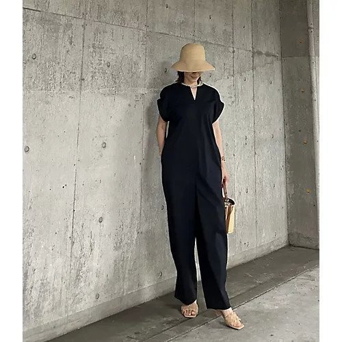 【イーバイエクラ/E by eclat】の【選べる着丈】キーネック4WAYオールインワン 人気、トレンドファッション・服の通販 founy(ファニー) 　ファッション　Fashion　レディースファッション　Fashion for Women　ワンピース　Dresses　オールインワン・ワンピース　Dresses and Jumpsuits　おすすめ　Recommended / Our Picks　ツイル　Twist, Twisted Detail　テーパード　Tapered, Tapered Pants　フィット　Fit, Slim Fit　リボン　Ribbon, Bow　ロールアップ　Roll-Up, Cuffed Hem　ワイド　Wide, Wide Fit　洗える　Machine Washable　other-3|ID: prp329100004598402 ipo3291000000034980636