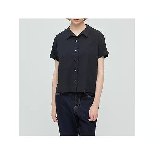 【ミズイロ インド/mizuiro ind】のロールアップスリーブシャツ インテリア・キッズ・メンズ・レディースファッション・服の通販 founy(ファニー) 　ファッション　Fashion　レディースファッション　Ladies' Fashion Online　トップス・カットソー　Cut & Sew Tops　シャツ/ブラウス　Elegant Blouses & Button-Ups　シンプル　Simple　レギュラー　Regular　ロールアップ　Roll Up　ブラック|ID: prp329100004599310 ipo3291000000032694165