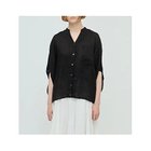 【ミズイロ インド/mizuiro ind】のリネンスタンドカラーコクーンシャツ ブラック|ID: prp329100004599311 ipo3291000000032694185