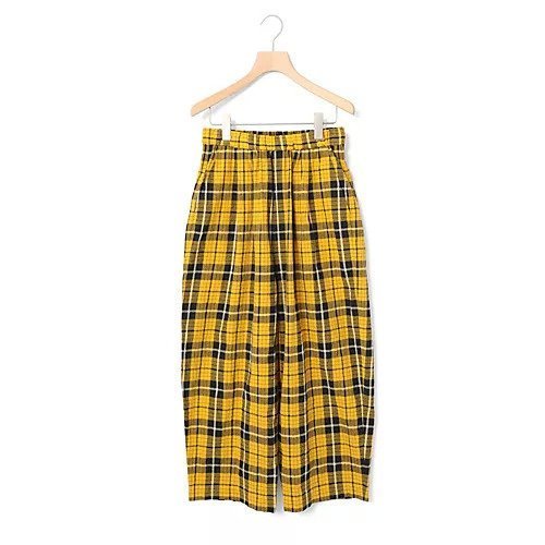 【ミディウミ/MidiUmi】のワイドイージーパンツチェック インテリア・キッズ・メンズ・レディースファッション・服の通販 founy(ファニー) 　ファッション　Fashion　レディースファッション　Ladies' Fashion Online　パンツ　Pants　おすすめ　Recommend　アンクル　Uncle　サンダル　Sandals　シンプル　Simple　チェック　Check　リネン　Linen　夏　Summer　イエロー|ID: prp329100004599321 ipo3291000000032694283