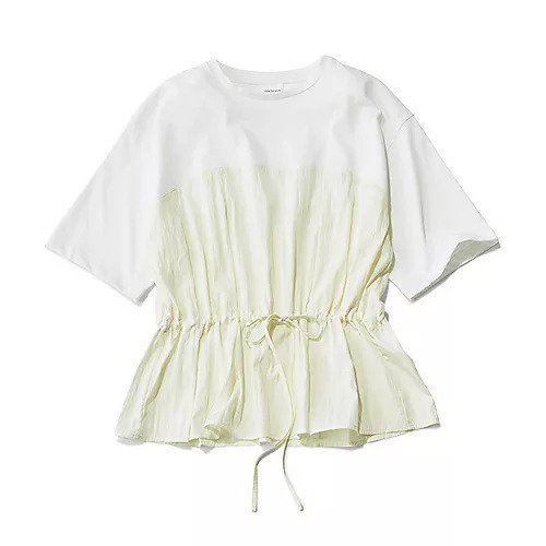 【トゥエルブクローゼット/12closet】の【洗える】異素材ウエスト ドロストカットソー インテリア・キッズ・メンズ・レディースファッション・服の通販 founy(ファニー) 　ファッション　Fashion　レディースファッション　Fashion for Women　トップス・カットソー　Cut & Sew Tops　カットソー・ベーシックTシャツ　Cut-and-Sewn Tops / Stretch Tees & Basics　カットソー　Cut and Sewn Top　カーゴパンツ　Cargo Pants, Utility Pants　トレンド　Trend, Trending Now　ドッキング　Docking, Mixed Material　ボトム　Bottoms, Lower Wear　人気　Popular, Best Seller　夏　Summer　洗える　Machine Washable　ホワイト|ID: prp329100004600377 ipo3291000000032703317