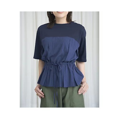 【トゥエルブクローゼット/12closet】の【洗える】異素材ウエスト ドロストカットソー 人気、トレンドファッション・服の通販 founy(ファニー) 　ファッション　Fashion　レディースファッション　Fashion for Women　トップス・カットソー　Cut & Sew Tops　カットソー・ベーシックTシャツ　Cut-and-Sewn Tops / Stretch Tees & Basics　カットソー　Cut and Sewn Top　カーゴパンツ　Cargo Pants, Utility Pants　トレンド　Trend, Trending Now　ドッキング　Docking, Mixed Material　ボトム　Bottoms, Lower Wear　人気　Popular, Best Seller　夏　Summer　洗える　Machine Washable　other-3|ID: prp329100004600377 ipo3291000000032703322
