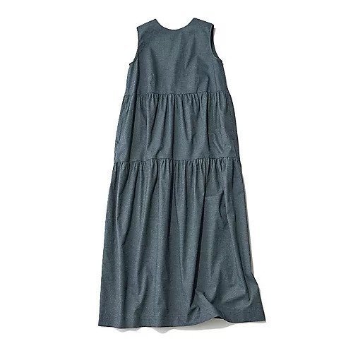 【トゥエルブクローゼット/12closet】の【洗える】シャンブレーティアード ワンピース インテリア・キッズ・メンズ・レディースファッション・服の通販 founy(ファニー) 　ファッション　Fashion　レディースファッション　Fashion for Women　ワンピース　Dresses　シャンブレー　Chambray, Denim-Like Fabric　ティアードワンピース　Tiered Dress, Flared Dress　ノースリーブ　Sleeveless, No-Sleeve　洗える　Machine Washable　ネイビー|ID: prp329100004600404 ipo3291000000032703506