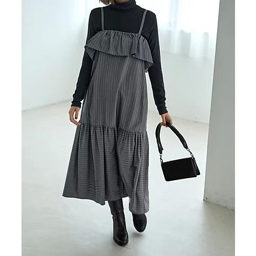 【スタイルデリ/STYLE DELI】のピンストライプ柄キャミ型ジャンパースカート インテリア・キッズ・メンズ・レディースファッション・服の通販 founy(ファニー) https://founy.com/ ファッション Fashion レディースファッション Fashion for Women スカート Skirts インナー Innerwear キャミ Camisole, Cami Top キャミソール Camisole, Spaghetti Strap Top 切替 Switching, Contrast Panel ストライプ Stripe, Striped Pattern ストレッチ Stretch, Stretchy Fabric スーツ Suit, Formalwear ノースリーブ Sleeveless, No-Sleeve 長袖 Long Sleeve, Full Sleeve バランス Balance, Style Balance フリル Frill, Ruffle ポケット Pocket, Pocket Detail ラップ Wrap, Wrap Design 夏 Summer |ID: prp329100004600406 ipo3291000000034335944