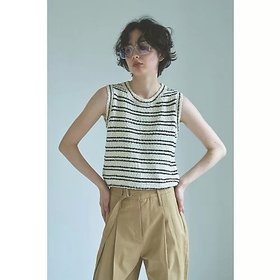 【マージュール/marjour】のSLUB BORDER KNIT TANKTOP 人気、トレンドファッション・服の通販 founy(ファニー) ファッション Fashion レディースファッション Fashion for Women トップス・カットソー Cut & Sew Tops ニット Knit Tops & Sweaters インナー Innerwear サマー Summer, Summer Style ストレッチ Stretch, Stretchy Fabric タンク Tank Top, Sleeveless Top ノースリーブ Sleeveless, No-Sleeve ボーダー Border, Stripe ポケット Pocket, Pocket Detail 夏 Summer |ID:prp329100004601492