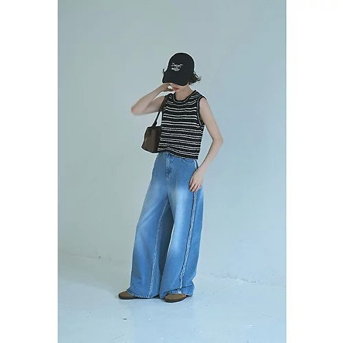 【マージュール/marjour】のSLUB BORDER KNIT TANKTOP 人気、トレンドファッション・服の通販 founy(ファニー) 　ファッション　Fashion　レディースファッション　Fashion for Women　トップス・カットソー　Cut & Sew Tops　ニット　Knit Tops & Sweaters　インナー　Innerwear　サマー　Summer, Summer Style　ストレッチ　Stretch, Stretchy Fabric　タンク　Tank Top, Sleeveless Top　ノースリーブ　Sleeveless, No-Sleeve　ボーダー　Border, Stripe　ポケット　Pocket, Pocket Detail　夏　Summer　other-2|ID: prp329100004601492 ipo3291000000032715910