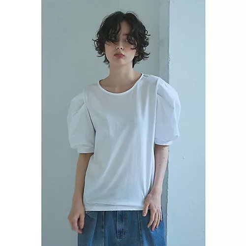 【マージュール/marjour】のSWITCHING LANTERN SLEEVE TEE インテリア・キッズ・メンズ・レディースファッション・服の通販 founy(ファニー) https://founy.com/ ファッション Fashion レディースファッション Fashion for Women トップス・カットソー Cut & Sew Tops ストレッチ Stretch, Stretchy Fabric バランス Balance, Style Balance ポケット Pocket, Pocket Detail リラックス Relax, Relaxed Fit 夏 Summer |ID: prp329100004601493 ipo3291000000032715918