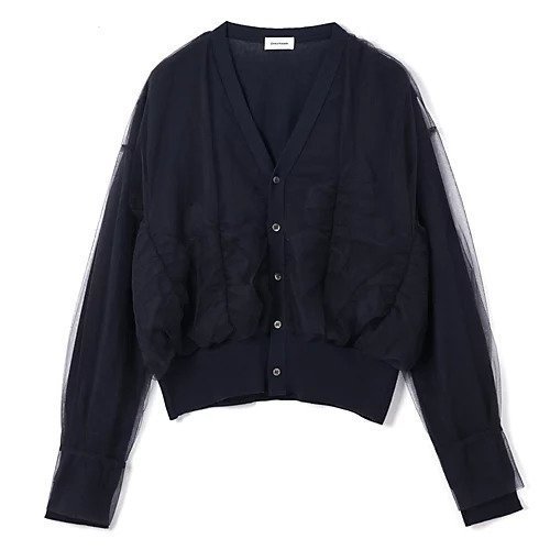 【チカ キサダ/CHIKA KISADA】のチュールカーディガン インテリア・キッズ・メンズ・レディースファッション・服の通販 founy(ファニー) 　ファッション　Fashion　レディースファッション　Fashion for Women　トップス・カットソー　Cut & Sew Tops　カーディガン・羽織り　Layered Style Cardigans　2025年　2025　2025-2026秋冬・A/W　Autumn/Winter 2025–26 AW25–26　カフス　Cuff Design　カーディガン　Cardigan, Knitwear　チュール　Tulip, Tulip Motif　フェミニン　Feminine, Girly　モダン　Modern, Contemporary　Navy|ID: prp329100004601514 ipo3291000000032716120