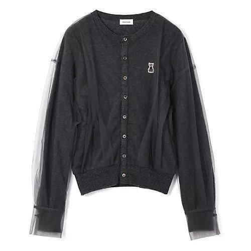【チカ キサダ/CHIKA KISADA】のチュールカーディガン インテリア・キッズ・メンズ・レディースファッション・服の通販 founy(ファニー) https://founy.com/ ファッション Fashion レディースファッション Fashion for Women トップス・カットソー Cut & Sew Tops カーディガン・羽織り Layered Style Cardigans 2025年 2025 2025-2026秋冬・A/W Autumn/Winter 2025–26 AW25–26 カーディガン Cardigan, Knitwear チュール Tulip, Tulip Motif パッチ Patch, Appliqué ランダム Random, Irregular ヴィンテージ Vintage Style 定番 Standard, Basic Item 猫 Cat, Kitty |ID: prp329100004601517 ipo3291000000032716131