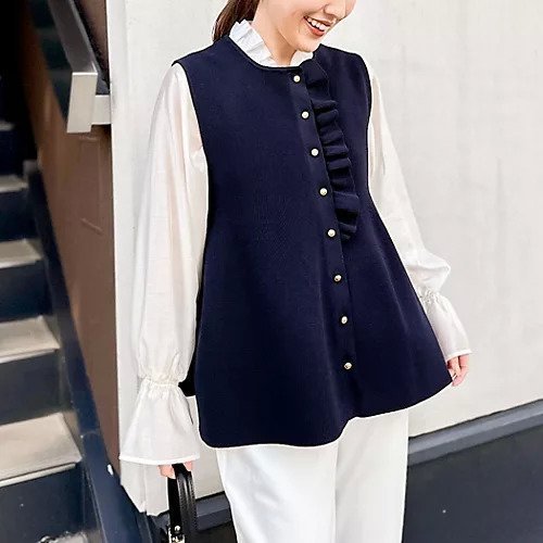 【ノーリーズ/NOLLEY'S】の【追加】《手洗い可能》フリル付きペプラムベスト インテリア・キッズ・メンズ・レディースファッション・服の通販 founy(ファニー) 　ファッション　Fashion　レディースファッション　Fashion for Women　アウター　Coat / Outerwear Collection　トップス・カットソー　Cut & Sew Tops　ベスト&ジレ / 重ね着スタイル　Vests & Gilets　2025年　2025　2025-2026秋冬・A/W　Autumn/Winter 2025–26 AW25–26　おすすめ　Recommended / Our Picks　インナー　Innerwear　オケージョン　Occasion Wear　シンプル　Simple, Minimal　セレモニー　Ceremony　デニム　Denim, Jeans Material　ノースリーブ　Sleeveless, No-Sleeve　フリル　Frill, Ruffle　ベスト　Vest, Waistcoat　ペプラム　Peplum, Flared Hem　夏　Summer　春　Spring　ネイビー|ID: prp329100004601532 ipo3291000000032716222