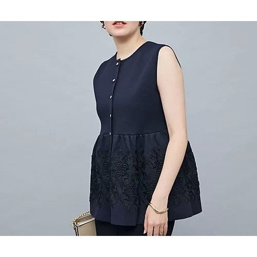 【ノーリーズ/NOLLEY'S】のレース付きペプラムベスト インテリア・キッズ・メンズ・レディースファッション・服の通販 founy(ファニー) 　ファッション　Fashion　レディースファッション　Fashion for Women　アウター　Coat / Outerwear Collection　トップス・カットソー　Cut & Sew Tops　ベスト&ジレ / 重ね着スタイル　Vests & Gilets　2025年　2025　2025-2026秋冬・A/W　Autumn/Winter 2025–26 AW25–26　インナー　Innerwear　カーディガン　Cardigan, Knitwear　ベスト　Vest, Waistcoat　ペプラム　Peplum, Flared Hem　ミラノリブ　Milano Rib, Milano Stitch　モチーフ　Motif, Design Theme　レース　Lace, Lace Fabric　エレガント 上品　Elegant　ネイビー|ID: prp329100004601536 ipo3291000000032716238