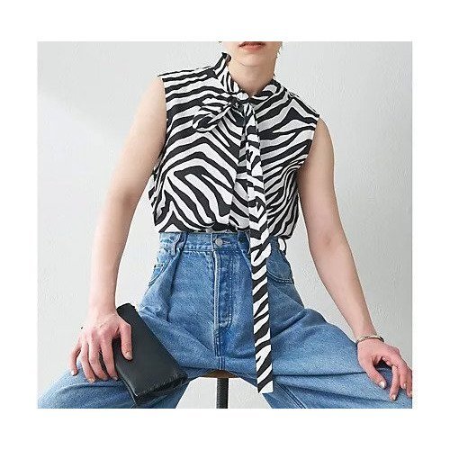 【ウィムガゼット/Whim Gazette】のゼブラボウタイブラウス 人気、トレンドファッション・服の通販 founy(ファニー) 　ファッション　Fashion　レディースファッション　Fashion for Women　トップス・カットソー　Cut & Sew Tops　シャツ・ブラウス・オフィスカジュアル　Elegant Blouses & Button-Ups　2025年　2025　2025春夏・S/S　Spring/Summer 2025 SS25　プリント　Print, Printed Pattern　ボトム　Bottoms, Lower Wear　モダン　Modern, Contemporary　リネン　Linen, Linen Fabric　 other-1|ID: prp329100004604751 ipo3291000000032769195