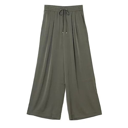 【ドレスハーセルフ/DRESS HERSELF】のワイドパンツ インテリア・キッズ・メンズ・レディースファッション・服の通販 founy(ファニー) 　ファッション　Fashion　レディースファッション　Fashion for Women　パンツ　Pants & Trousers　サテン　Satin, Glossy Fabric　ワイド　Wide, Wide Fit　洗える　Machine Washable　カーキ|ID: prp329100004604754 ipo3291000000032769245
