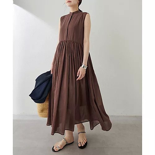 【ウィムガゼット/Whim Gazette】のシルクローンギャザーワンピース インテリア・キッズ・メンズ・レディースファッション・服の通販 founy(ファニー) 　ファッション　Fashion　レディースファッション　Fashion for Women　ワンピース　Dresses　2025年　2025　2025春夏・S/S　Spring/Summer 2025 SS25　エアリー　Airy Texture　シルク　Silk, 100% Silk　ノースリーブ　Sleeveless, No-Sleeve　フレア　Flare, Flared　ペチコート　Petticoat, Underskirt　エレガント 上品　Elegant　夏　Summer　春　Spring　S/S・春夏　SS, Spring/Summer, Warm Season　ブラウン|ID: prp329100004604757 ipo3291000000032769275