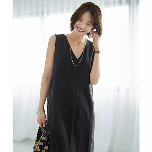 【スタイルデリ/STYLE DELI】の麻100%Vネック縦ハギワンピース 人気、トレンドファッション・服の通販 founy(ファニー) 　ファッション　Fashion　レディースファッション　Fashion for Women　ワンピース　Dresses　イエロー　Yellow　インナー　Innerwear　春　Spring　くるぶし　Ankle-Length　カットソー　Cut and Sewn Top　吸水　Absorbent, Quick-Dry　シンプル　Simple, Minimal　スリット　Slit, Slit Detail　タンク　Tank Top, Sleeveless Top　ネップ　Nepp, Slub Yarn　ノースリーブ　Sleeveless, No-Sleeve　パターン　Pattern, Design Print　フロント　Front, Front Design　ポケット　Pocket, Pocket Detail　半袖　Short Sleeve, Half Sleeve　リネン　Linen, Linen Fabric　ロング　Long, Long-Length　S/S・春夏　SS, Spring/Summer, Warm Season　夏　Summer　other-2|ID: prp329100004604831 ipo3291000000032770752
