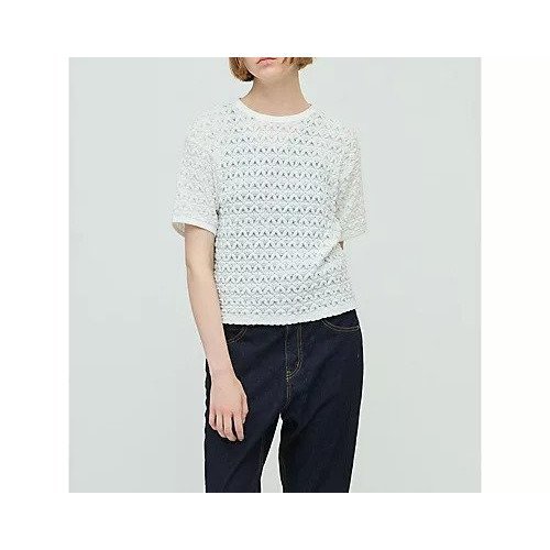 【ミズイロ インド/mizuiro ind】のストレッチレースクルーネックTシャツ インテリア・キッズ・メンズ・レディースファッション・服の通販 founy(ファニー) 　ファッション　Fashion　レディースファッション　Fashion for Women　トップス・カットソー　Cut & Sew Tops　シャツ・ブラウス・オフィスカジュアル　Elegant Blouses & Button-Ups　ロングTシャツ・Tシャツ　Longline T-Shirts & Tees　インナー　Innerwear　コンパクト　Compact, Small Size　ストレッチ　Stretch, Stretchy Fabric　レース　Lace, Lace Fabric　エレガント 上品　Elegant　オフホワイト|ID: prp329100004606295 ipo3291000000032850924