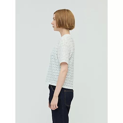 【ミズイロ インド/mizuiro ind】のストレッチレースクルーネックTシャツ 人気、トレンドファッション・服の通販 founy(ファニー) 　ファッション　Fashion　レディースファッション　Fashion for Women　トップス・カットソー　Cut & Sew Tops　シャツ・ブラウス・オフィスカジュアル　Elegant Blouses & Button-Ups　ロングTシャツ・Tシャツ　Longline T-Shirts & Tees　インナー　Innerwear　コンパクト　Compact, Small Size　ストレッチ　Stretch, Stretchy Fabric　レース　Lace, Lace Fabric　エレガント 上品　Elegant　other-3|ID: prp329100004606295 ipo3291000000032850936