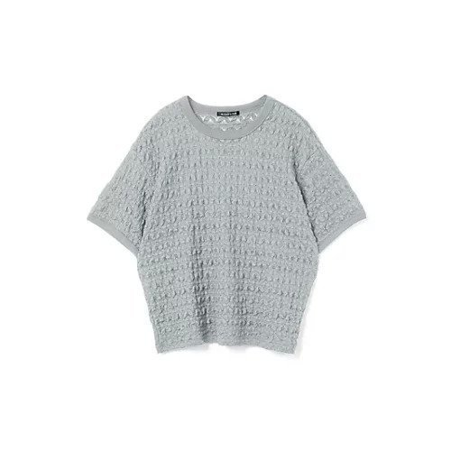 【ミズイロ インド/mizuiro ind】のストレッチレースクルーネックTシャツ インテリア・キッズ・メンズ・レディースファッション・服の通販 founy(ファニー) 　ファッション　Fashion　レディースファッション　Fashion for Women　トップス・カットソー　Cut & Sew Tops　シャツ・ブラウス・オフィスカジュアル　Elegant Blouses & Button-Ups　ロングTシャツ・Tシャツ　Longline T-Shirts & Tees　インナー　Innerwear　コンパクト　Compact, Small Size　ストレッチ　Stretch, Stretchy Fabric　レース　Lace, Lace Fabric　エレガント 上品　Elegant　グレー|ID: prp329100004606295 ipo3291000000033487691