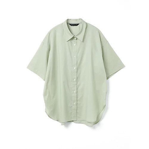 【ミズイロ インド/mizuiro ind】のハーフスリーブワイドシャツ インテリア・キッズ・メンズ・レディースファッション・服の通販 founy(ファニー) 　ファッション　Fashion　レディースファッション　Fashion for Women　トップス・カットソー　Cut & Sew Tops　シャツ・ブラウス・オフィスカジュアル　Elegant Blouses & Button-Ups　シンプル　Simple, Minimal　ベーシック　Basic, Essential　ワイド　Wide, Wide Fit　グリーン|ID: prp329100004606299 ipo3291000000032851123