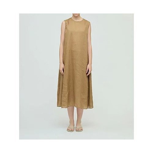 【ミズイロ インド/mizuiro ind】のリネンノースリーブワンピース インテリア・キッズ・メンズ・レディースファッション・服の通販 founy(ファニー) 　ファッション　Fashion　レディースファッション　Fashion for Women　ワンピース　Dresses　シンプル　Simple, Minimal　フレア　Flare, Flared　夏　Summer　ベージュ|ID: prp329100004606305 ipo3291000000032851435