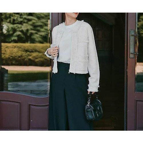 【スアデオ/suadeo】のツイード風ニットジャケット 人気、トレンドファッション・服の通販 founy(ファニー) 　ファッション　Fashion　レディースファッション　Fashion for Women　アウター　Coat / Outerwear Collection　レディースジャケット・軽アウター　Jackets　アクリル　Acrylic Material　ジャケット　Jacket, Outerwear　ツイード　Twill, Twill Weave　エレガント 上品　Elegant　other-2|ID: prp329100004608027 ipo3291000000034017979