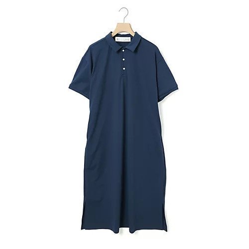 【ミディウミ/MidiUmi】のワイドポロワンピース インテリア・キッズ・メンズ・レディースファッション・服の通販 founy(ファニー) 　ファッション　Fashion　レディースファッション　Fashion for Women　ワンピース　Dresses　スリット　Slit, Slit Detail　フロント　Front, Front Design　ロング　Long, Long-Length　ワイド　Wide, Wide Fit　人気　Popular, Best Seller　ネイビー|ID: prp329100004609222 ipo3291000000032968087