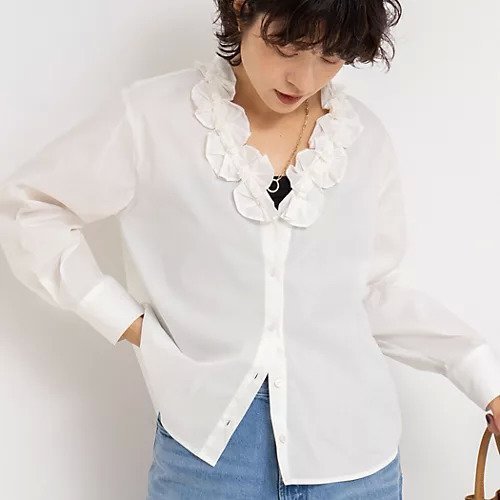 【ノーリーズ/NOLLEY'S】のVネックタックギャザーパーツブラウス インテリア・キッズ・メンズ・レディースファッション・服の通販 founy(ファニー)  ファッション Fashion レディースファッション Fashion for Women トップス・カットソー Cut & Sew Tops シャツ・ブラウス・オフィスカジュアル Elegant Blouses & Button-Ups Vネックトップス V-Neck Tops / V-Cut Neckline Shirts 2025年 2025 2025-2026秋冬・A/W Autumn/Winter 2025–26 AW25–26 フラワー Flower, Floral モチーフ Motif, Design Theme ホワイト|ID: prp329100004609857 ipo3291000000033936555