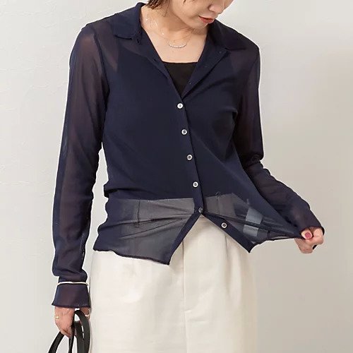 【ノーリーズ/NOLLEY'S】のチュール衿付きカットカーディガン インテリア・キッズ・メンズ・レディースファッション・服の通販 founy(ファニー) 　ファッション　Fashion　レディースファッション　Fashion for Women　トップス・カットソー　Cut & Sew Tops　カーディガン・羽織り　Layered Style Cardigans　2025年　2025　2025-2026秋冬・A/W　Autumn/Winter 2025–26 AW25–26　おすすめ　Recommended / Our Picks　インナー　Innerwear　カーディガン　Cardigan, Knitwear　ジャケット　Jacket, Outerwear　チュール　Tulip, Tulip Motif　フィット　Fit, Slim Fit　エレガント 上品　Elegant　ネイビー|ID: prp329100004609859 ipo3291000000032976457