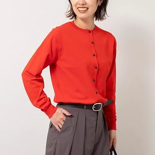 【ノーリーズ/NOLLEY'S】の《手洗い可能》《アンサンブル対応》天竺クルーネックカーディガン インテリア・キッズ・メンズ・レディースファッション・服の通販 founy(ファニー) 　ファッション　Fashion　レディースファッション　Fashion for Women　トップス・カットソー　Cut & Sew Tops　カーディガン・羽織り　Layered Style Cardigans　アンサンブルニット　Knit Ensembles & Twin Sets　2025年　2025　2025-2026秋冬・A/W　Autumn/Winter 2025–26 AW25–26　アンサンブル　Ensemble Set　ベーシック　Basic, Essential　夏　Summer　レッド|ID: prp329100004609860 ipo3291000000032976465
