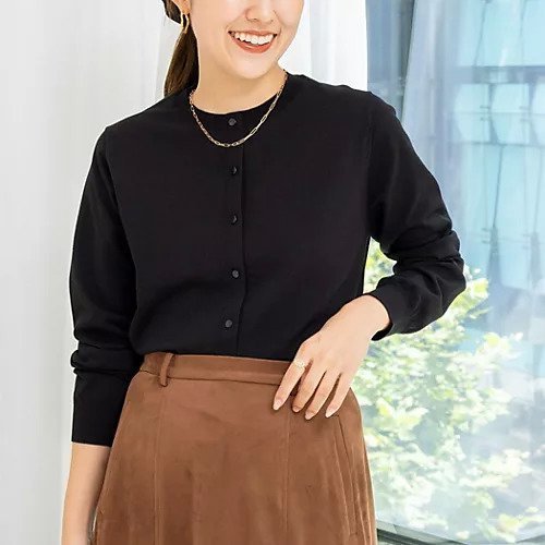 【ノーリーズ/NOLLEY'S】の《手洗い可能》《アンサンブル対応》天竺クルーネックカーディガン インテリア・キッズ・メンズ・レディースファッション・服の通販 founy(ファニー) 　ファッション　Fashion　レディースファッション　Fashion for Women　トップス・カットソー　Cut & Sew Tops　カーディガン・羽織り　Layered Style Cardigans　アンサンブルニット　Knit Ensembles & Twin Sets　2025年　2025　2025-2026秋冬・A/W　Autumn/Winter 2025–26 AW25–26　アンサンブル　Ensemble Set　ベーシック　Basic, Essential　夏　Summer　ブラック|ID: prp329100004609860 ipo3291000000034705660