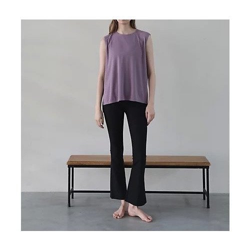 【ジュリエ/Julier】のスパンリブセミフレアパンツ インテリア・キッズ・メンズ・レディースファッション・服の通販 founy(ファニー) 　ファッション　Fashion　レディースファッション　Fashion for Women　パンツ　Pants & Trousers　スポーツウェア　Functional & Stylish Sportswear　ストレッチ　Stretch, Stretchy Fabric　パターン　Pattern, Design Print　ヨガ　Yoga, Yoga Wear　ブラック|ID: prp329100004609861 ipo3291000000032976473