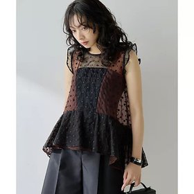 【ウィムガゼット/Whim Gazette】 ドットシアーブラウス人気、トレンドファッション・服の通販 founy(ファニー) ファッション Fashion レディースファッション Fashion for Women トップス・カットソー Cut & Sew Tops シャツ・ブラウス・オフィスカジュアル Elegant Blouses & Button-Ups インド Indian Textile オーガンジー Organza Fabric ドット Polka Dot, Dot Pattern ノースリーブ Sleeveless, No-Sleeve フェミニン Feminine, Girly フラワー Flower, Floral フリル Frill, Ruffle 2025年 2025 2025春夏・S/S Spring/Summer 2025 SS25 |ID:prp329100004610614