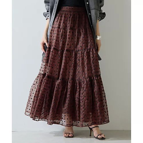 【ウィムガゼット/Whim Gazette】のドットシアースカート インテリア・キッズ・メンズ・レディースファッション・服の通販 founy(ファニー) 　ファッション　Fashion　レディースファッション　Fashion for Women　スカート　Skirts　インド　Indian Textile　オーガンジー　Organza Fabric　スリット　Slit, Slit Detail　ティアードスカート　Tiered Skirt, Flounced Skirt　ドット　Polka Dot, Dot Pattern　フラワー　Flower, Floral　2025年　2025　2025春夏・S/S　Spring/Summer 2025 SS25　ブラウン|ID: prp329100004610616 ipo3291000000032989021