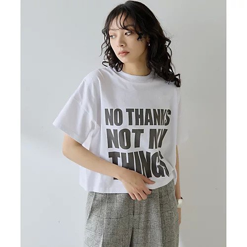 【ウィムガゼット/Whim Gazette】のNO THANKS ロゴTシャツ 人気、トレンドファッション・服の通販 founy(ファニー) 　ファッション　Fashion　レディースファッション　Fashion for Women　トップス・カットソー　Cut & Sew Tops　シャツ・ブラウス・オフィスカジュアル　Elegant Blouses & Button-Ups　ロングTシャツ・Tシャツ　Longline T-Shirts & Tees　2025年　2025　2025春夏・S/S　Spring/Summer 2025 SS25　おすすめ　Recommended / Our Picks　コンパクト　Compact, Small Size　ショート　Short, Short Length　スラックス　Slacks, Dress Pants　フロント　Front, Front Design　プリント　Print, Printed Pattern　ベーシック　Basic, Essential　ボトム　Bottoms, Lower Wear　ロング　Long, Long-Length　other-2|ID: prp329100004613253 ipo3291000000033021183