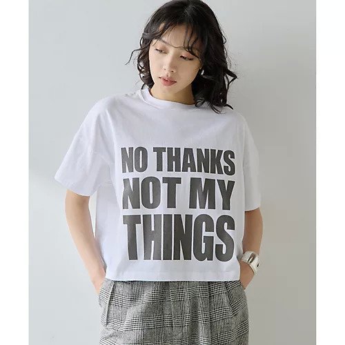 【ウィムガゼット/Whim Gazette】のNO THANKS ロゴTシャツ 人気、トレンドファッション・服の通販 founy(ファニー) 　ファッション　Fashion　レディースファッション　Fashion for Women　トップス・カットソー　Cut & Sew Tops　シャツ・ブラウス・オフィスカジュアル　Elegant Blouses & Button-Ups　ロングTシャツ・Tシャツ　Longline T-Shirts & Tees　2025年　2025　2025春夏・S/S　Spring/Summer 2025 SS25　おすすめ　Recommended / Our Picks　コンパクト　Compact, Small Size　ショート　Short, Short Length　スラックス　Slacks, Dress Pants　フロント　Front, Front Design　プリント　Print, Printed Pattern　ベーシック　Basic, Essential　ボトム　Bottoms, Lower Wear　ロング　Long, Long-Length　other-3|ID: prp329100004613253 ipo3291000000033021185