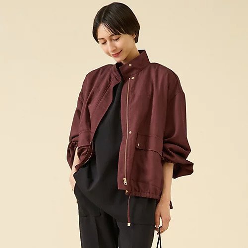 【マルティニーク/martinique】のVIS混ツイルスタンドカラーブルゾン インテリア・キッズ・メンズ・レディースファッション・服の通販 founy(ファニー) 　ファッション　Fashion　レディースファッション　Fashion for Women　アウター　Coat / Outerwear Collection　ブルゾンジャケット・スポーティアウター　Blouson Jackets　おすすめ　Recommended / Our Picks　アクセサリー　Fashion Accessories　スタンド　Stand Collar, Upright Stand　ドット　Polka Dot, Dot Pattern　ドレープ　Drape, Draping Fabric　フェミニン　Feminine, Girly　フロント　Front, Front Design　ブルゾン　Blouson, Bomber Jacket　秋　Autumn　ボルドー|ID: prp329100004613377 ipo3291000000033021965