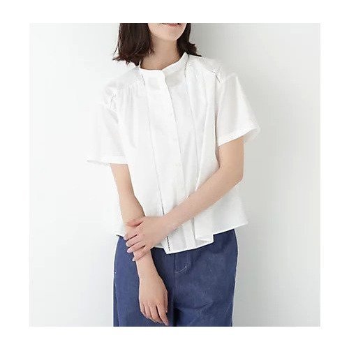 【ヒューマンウーマン/HUMAN WOMAN】のタイプライターブラウス インテリア・キッズ・メンズ・レディースファッション・服の通販 founy(ファニー) 　ファッション　Fashion　レディースファッション　Fashion for Women　トップス・カットソー　Cut & Sew Tops　シャツ・ブラウス・オフィスカジュアル　Elegant Blouses & Button-Ups　おすすめ　Recommended / Our Picks　ギャザー　Gathered, Ruffled　コンパクト　Compact, Small Size　スタンダード　Standard, Basic　タイプライター　Typewriter Fabric, Crisp Cotton　フロント　Front, Front Design　ボトム　Bottoms, Lower Wear　レース　Lace, Lace Fabric　エレガント 上品　Elegant　半袖　Short Sleeve, Half Sleeve　夏　Summer　ホワイト|ID: prp329100004614034 ipo3291000000033034931