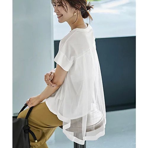 【スタイルデリ/STYLE DELI】の【Made in JAPAN】背面チュールカットソートップス 人気、トレンドファッション・服の通販 founy(ファニー) 　ファッション　Fashion　レディースファッション　Fashion for Women　トップス・カットソー　Cut & Sew Tops　カットソー・ベーシックTシャツ　Cut-and-Sewn Tops / Stretch Tees & Basics　イエロー　Yellow　カットソー　Cut and Sewn Top　グログラン　Grosgrain, Grosgrain Ribbon　シンプル　Simple, Minimal　ストレート　Straight, Straight Cut　チュール　Tulip, Tulip Motif　ドレス　Dress, One-Piece　ドレープ　Drape, Draping Fabric　定番　Standard, Basic Item　なめらか　Smooth, Silky Texture　ペンシル　Pencil, Pencil Skirt　ポケット　Pocket, Pocket Detail　半袖　Short Sleeve, Half Sleeve　リボン　Ribbon, Bow　日本製　Made In Japan　夏　Summer　 other-1|ID: prp329100004614148 ipo3291000000033036224