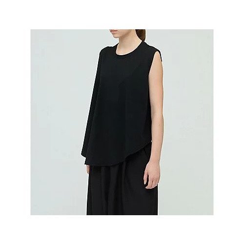 【ミズイロ インド/mizuiro ind】のクルーネックアシンメトリープルオーバー 人気、トレンドファッション・服の通販 founy(ファニー) 　ファッション　Fashion　レディースファッション　Fashion for Women　トップス・カットソー　Cut & Sew Tops　カジュアルプルオーバー・ニットトップス　Pullovers & Knit Tops / Casual Pullovers　おすすめ　Recommended / Our Picks　アシンメトリー　Asymmetrical Style　カットソー　Cut and Sewn Top　シンプル　Simple, Minimal　ノースリーブ　Sleeveless, No-Sleeve　人気　Popular, Best Seller　夏　Summer　other-2|ID: prp329100004614960 ipo3291000000033047821