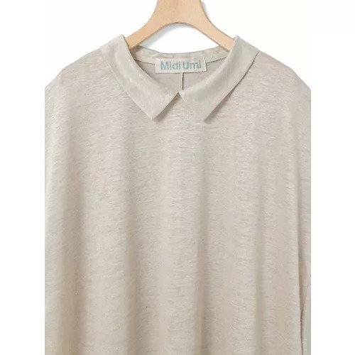 【ミディウミ/MidiUmi】の襟付きリネンプルオーバー 人気、トレンドファッション・服の通販 founy(ファニー) 　ファッション　Fashion　レディースファッション　Fashion for Women　トップス・カットソー　Cut & Sew Tops　カジュアルプルオーバー・ニットトップス　Pullovers & Knit Tops / Casual Pullovers　カーディガン　Cardigan, Knitwear　スリット　Slit, Slit Detail　リネン　Linen, Linen Fabric　夏　Summer　巾着　Drawstring Bag, Kinchaku　other-2|ID: prp329100004614965 ipo3291000000033047850