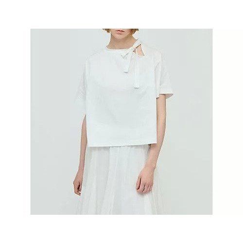 【ミズイロ インド/mizuiro ind】のリボンカラーTシャツ インテリア・キッズ・メンズ・レディースファッション・服の通販 founy(ファニー) 　ファッション　Fashion　レディースファッション　Fashion for Women　トップス・カットソー　Cut & Sew Tops　シャツ・ブラウス・オフィスカジュアル　Elegant Blouses & Button-Ups　ロングTシャツ・Tシャツ　Longline T-Shirts & Tees　シンプル　Simple, Minimal　リボン　Ribbon, Bow　ワイド　Wide, Wide Fit　オフホワイト|ID: prp329100004614970 ipo3291000000033047882