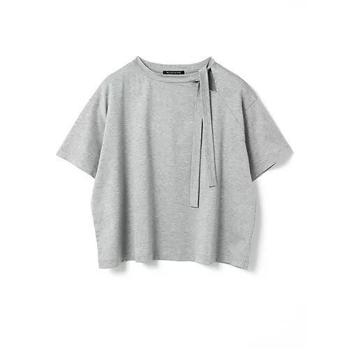 【ミズイロ インド/mizuiro ind】のリボンカラーTシャツ インテリア・キッズ・メンズ・レディースファッション・服の通販 founy(ファニー) 　ファッション　Fashion　レディースファッション　Fashion for Women　トップス・カットソー　Cut & Sew Tops　シャツ・ブラウス・オフィスカジュアル　Elegant Blouses & Button-Ups　ロングTシャツ・Tシャツ　Longline T-Shirts & Tees　シンプル　Simple, Minimal　リボン　Ribbon, Bow　ワイド　Wide, Wide Fit　グレー|ID: prp329100004614970 ipo3291000000033047883