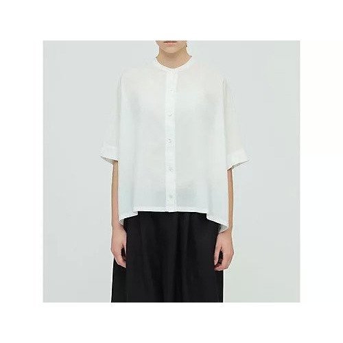【ミズイロ インド/mizuiro ind】のリネンスタンドカラーワイドシャツ インテリア・キッズ・メンズ・レディースファッション・服の通販 founy(ファニー) 　ファッション　Fashion　レディースファッション　Fashion for Women　トップス・カットソー　Cut & Sew Tops　シャツ・ブラウス・オフィスカジュアル　Elegant Blouses & Button-Ups　ベーシック　Basic, Essential　リネン　Linen, Linen Fabric　人気　Popular, Best Seller　夏　Summer　オフホワイト|ID: prp329100004614973 ipo3291000000033047901