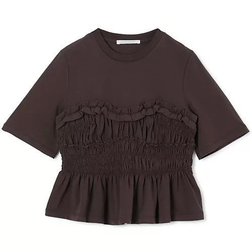 【セシリー バンセン/CECILIE BAHNSEN】のVILDE T-SHIRT JERSEY インテリア・キッズ・メンズ・レディースファッション・服の通販 founy(ファニー) 　ファッション　Fashion　レディースファッション　Fashion for Women　トップス・カットソー　Cut & Sew Tops　シャツ・ブラウス・オフィスカジュアル　Elegant Blouses & Button-Ups　ロングTシャツ・Tシャツ　Longline T-Shirts & Tees　2025年　2025　2025-2026秋冬・A/W　Autumn/Winter 2025–26 AW25–26　ギャザー　Gathered, Ruffled　コンパクト　Compact, Small Size　ペプラム　Peplum, Flared Hem　BROWN|ID: prp329100004615939 ipo3291000000033059385