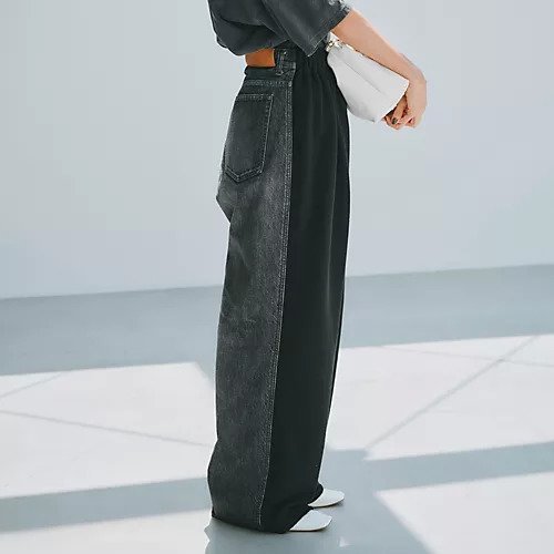 【アンスクリア/INSCRIRE】のHybride Sweat Denim Pants 人気、トレンドファッション・服の通販 founy(ファニー) 　ファッション　Fashion　レディースファッション　Fashion for Women　パンツ　Pants & Trousers　デニムパンツ・ジーンズ・美脚デニム　Denim Jeans & Pants　ギャザー　Gathered, Ruffled　スウェット / スエット　Sweatshirt, Sweatwear　デニム　Denim, Jeans Material　ドッキング　Docking, Mixed Material　ベーシック　Basic, Essential　ミックス　Mix, Mixed Style　洗える　Machine Washable　other-2|ID: prp329100004616035 ipo3291000000033060536