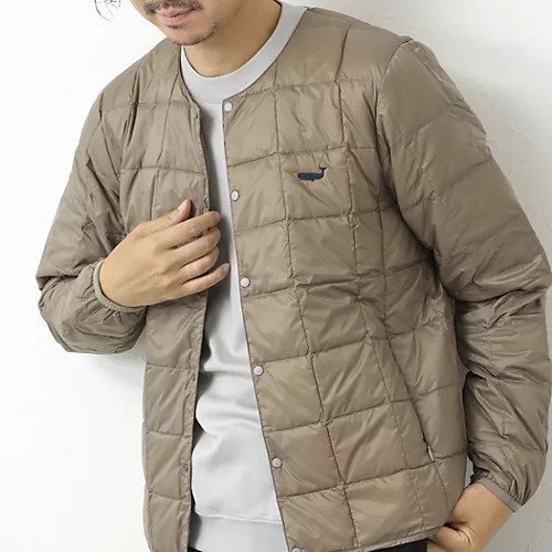 【ノーリーズ グッドマン/NOLLEY'S goodman / MEN】の【TAION/タイオン】別注クジラ刺繍CREW NECK BUTTON DOWN JACKET インテリア・キッズ・メンズ・レディースファッション・服の通販 founy(ファニー) 　ファッション　Fashion　メンズファッション　Fashion for Men　別注　Limited Edition, Custom Order　カーキ|ID: prp329100004616107 ipo3291000000034069071